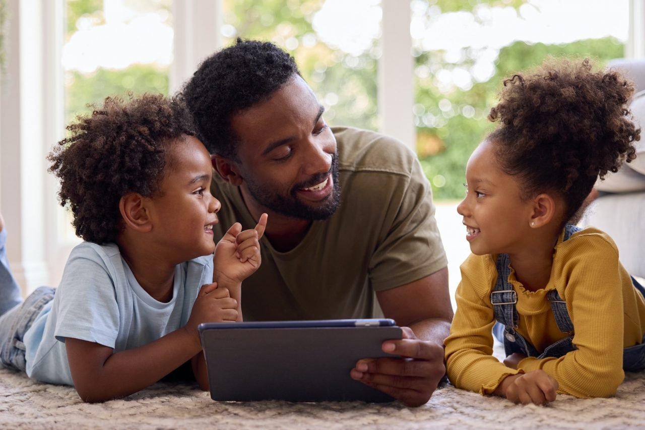A family enjoying time together at home